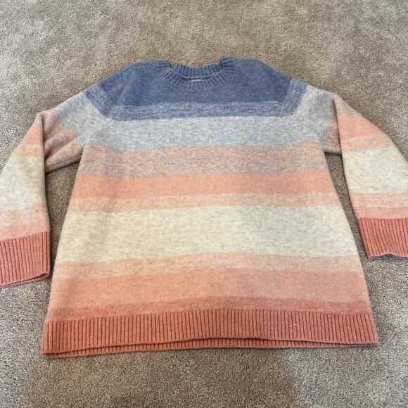 Loft Plus Women's Crewneck Sweater Pink‎ Blue Cream Wool Size 14 - Picture 6 of 8